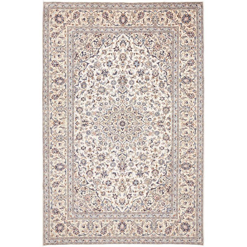 Tappeto Kashan Persia 194x293 Crema Avorio Blu