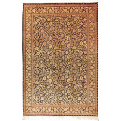 Tappeto Ghom Seta Persia 135x203 Nero Oro Marro