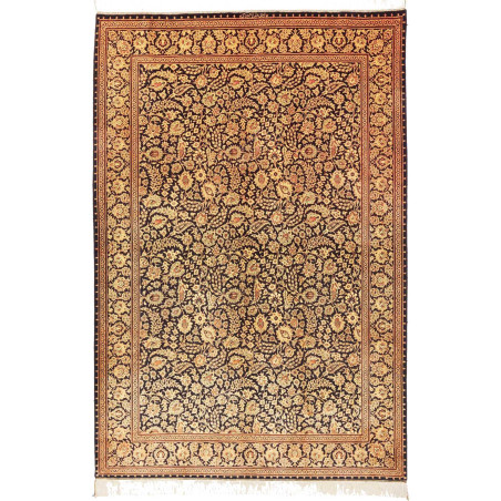 Tappeto Ghom Seta Persia 135x203 Nero Oro Marro