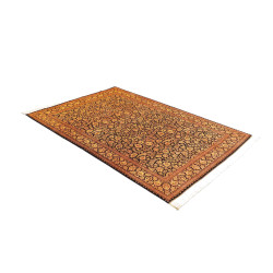 Tappeto Ghom Seta Persia 135x203 Nero Oro Marro