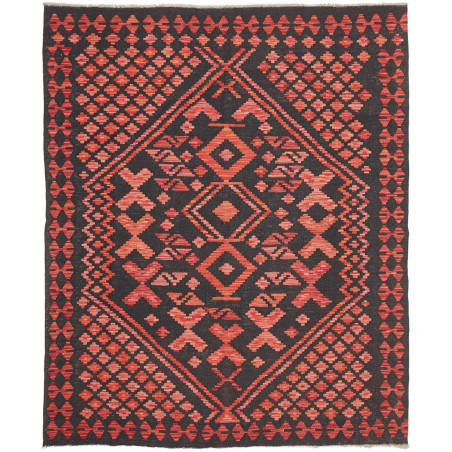 Rug Kilim Afghanistan 160x196 Charcoal Coral Re
