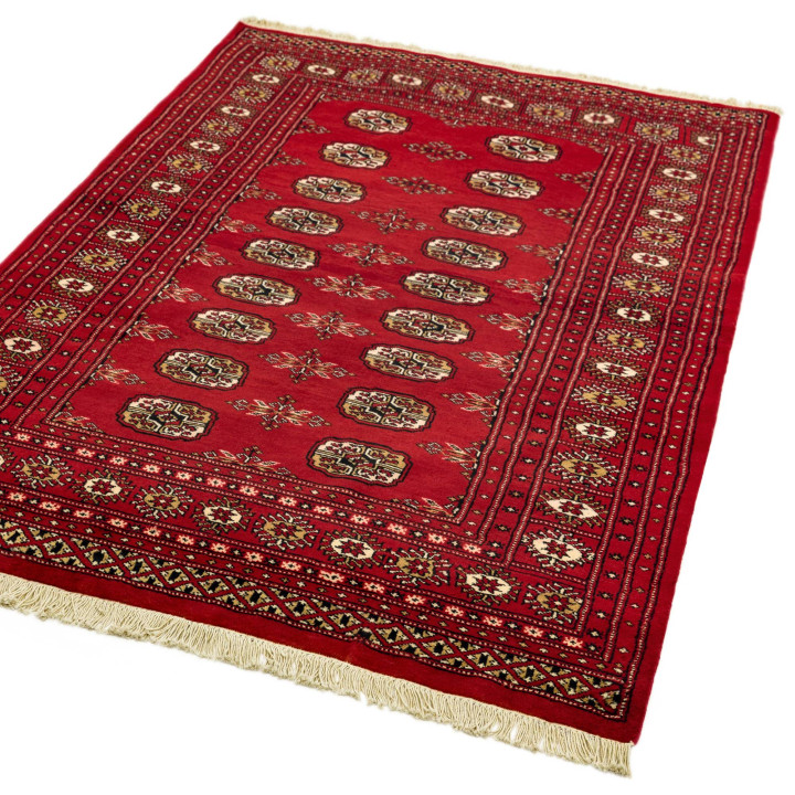 Rug Bokhara geometric red and black with beige d