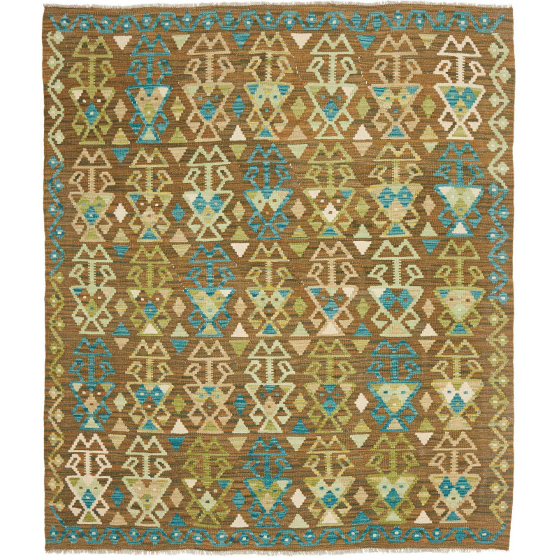 Rug Kilim Afghanistan 168x197 Earthy Brown Teal