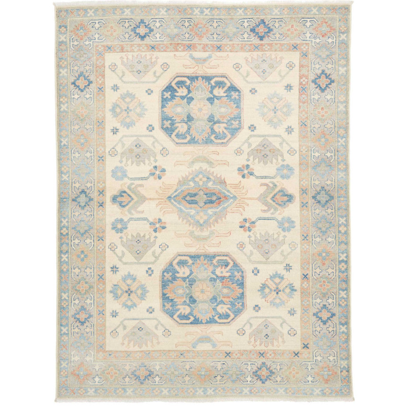 Tappeto Kazak Afghanistan 153x207 Crema Blu Var