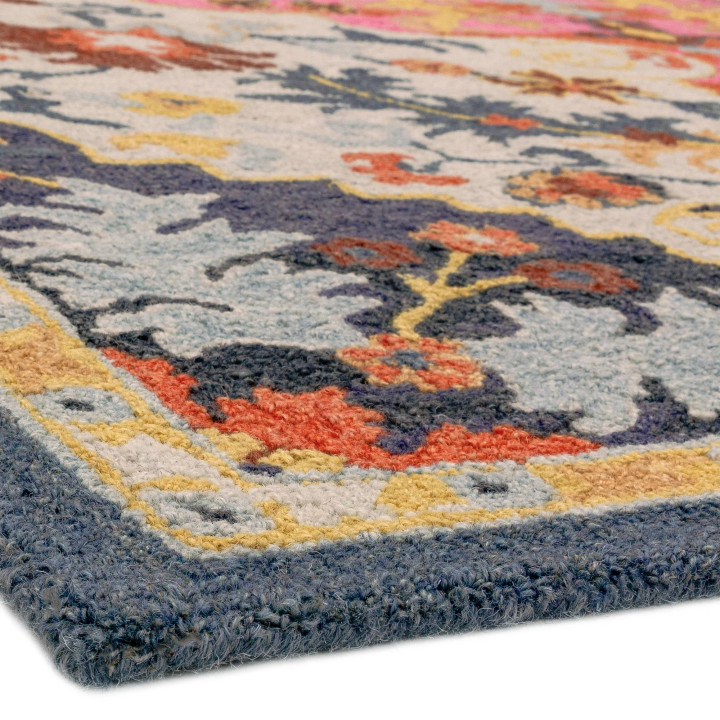 Tappeto Bronte Colours medaglione floreale blu b