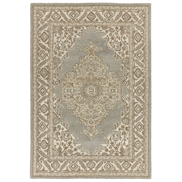 Tappeto Bronte Fine Loop medaglione floreale bei