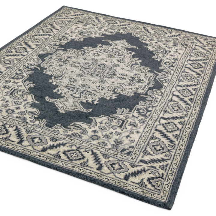 Tappeto Bronte Fine Loop stilizzato grigio scuro