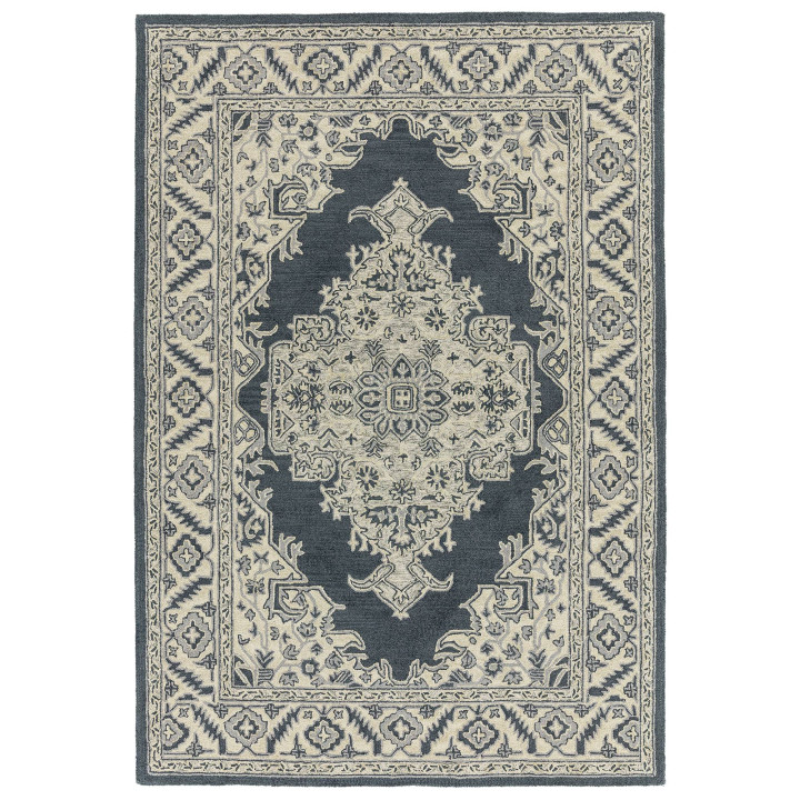 Rug Bronte Fine Loop floral with medallion grey