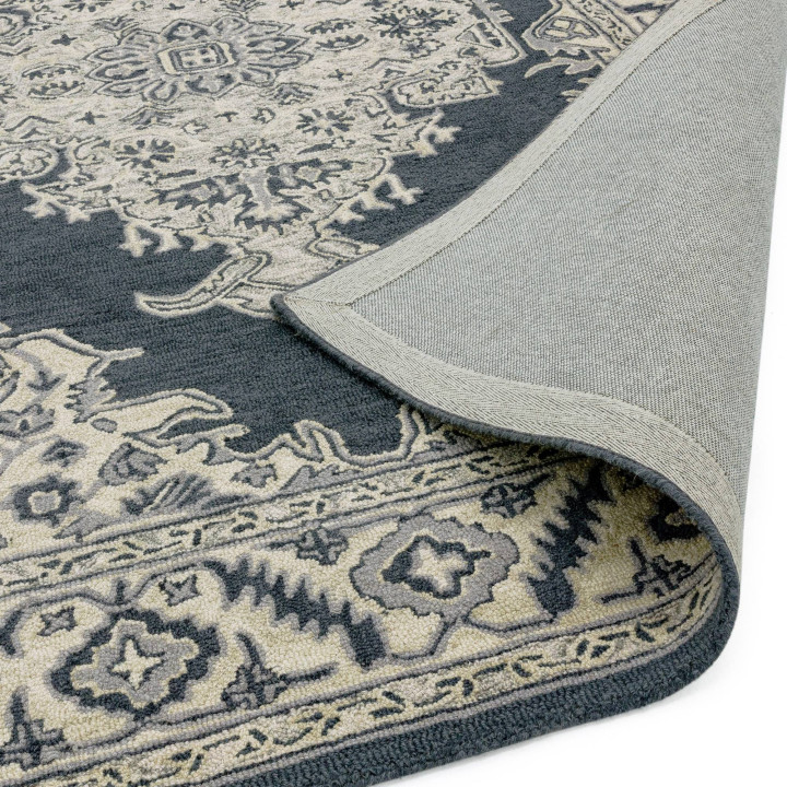 Rug Bronte Fine Loop floral with medallion grey