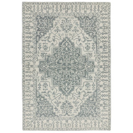 Tappeto Bronte Fine Loop medaglione floreale gri