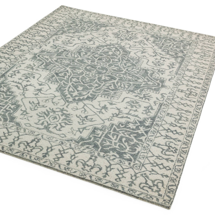 Tappeto Bronte Fine Loop medaglione floreale bei