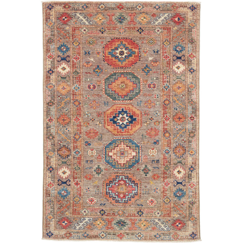 Rug Kazak Fine Pakistan 123x190 Brown Grey Terr