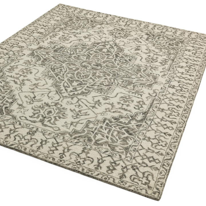 Tappeto Bronte Fine Loop medaglione floreale bei