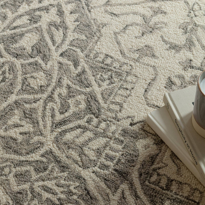 Tappeto Bronte Fine Loop medaglione floreale bei