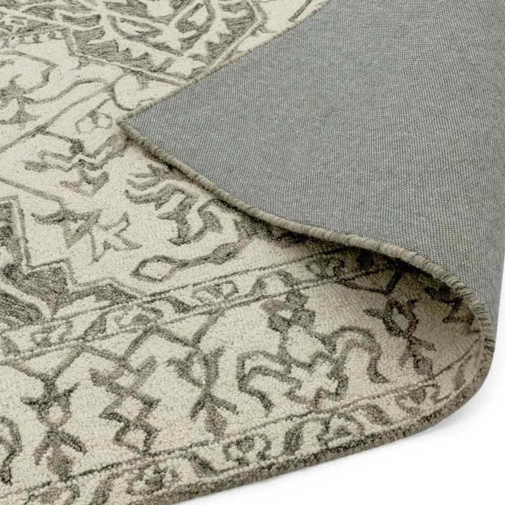 Tappeto Bronte Fine Loop medaglione floreale bei