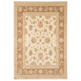 Tappeto Chobi medaglione floreale beige e marron