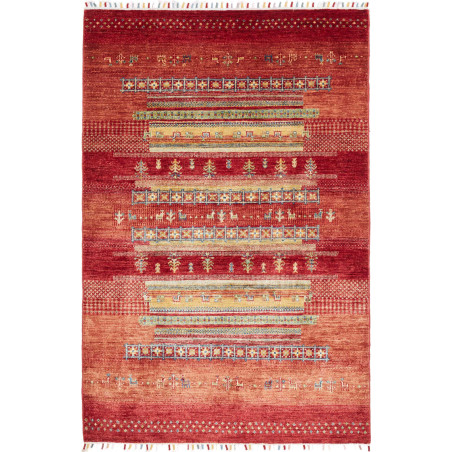 Tappeto Siva Pakistan 124x186 Rosso Arancio Ter
