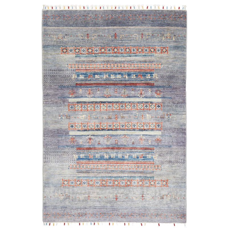Tappeto Siva Pakistan 123x181 Blu Lavanda Grigi