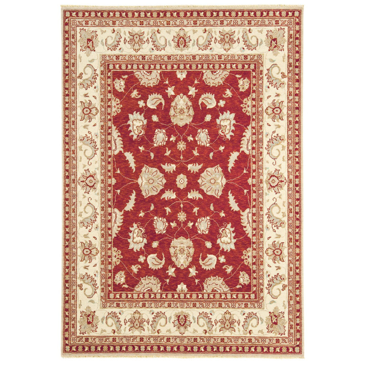Tappeto Chobi floreale rosso e beige 130x190 cm