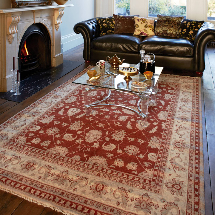 Tappeto Chobi floreale rosso e beige 130x190 cm