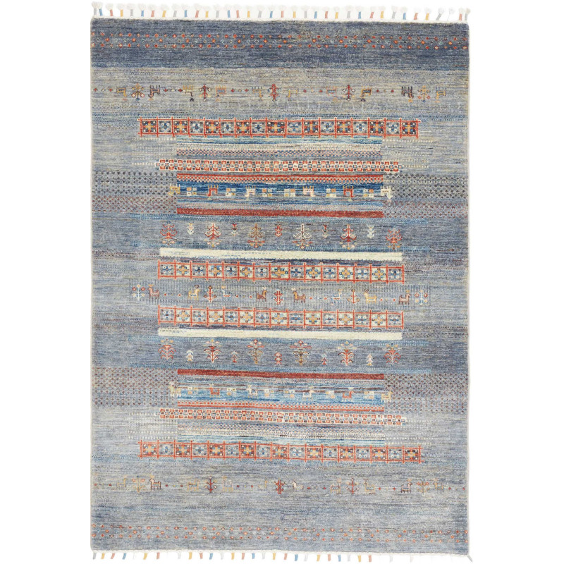 Tappeto Siva Pakistan 124x173 Blu Grigio Terrac