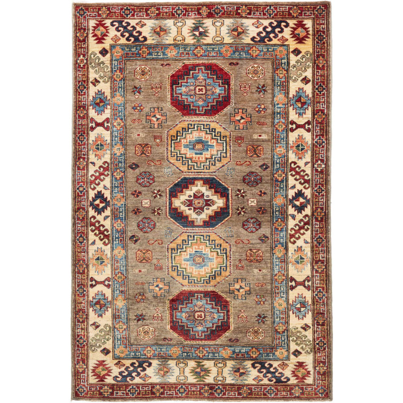 Rug Kazak Fine Pakistan 122x190 Brown Beige Red