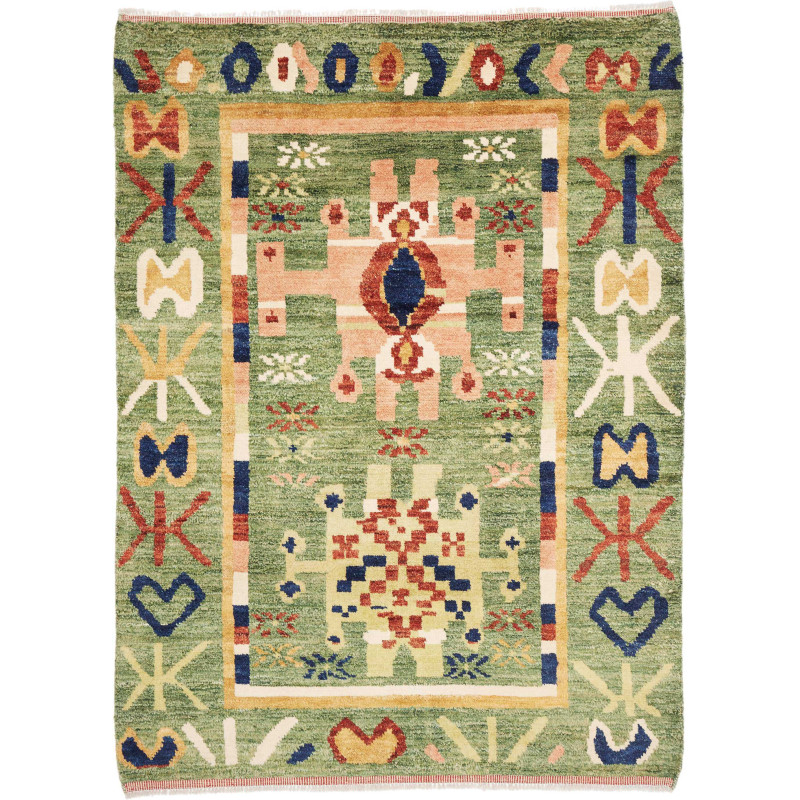 Tappeto Gabbeh Marrakech Pakistan 133x179 Verde