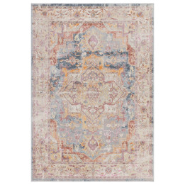 Tappeto Flores medaglione floreale beige e grigi