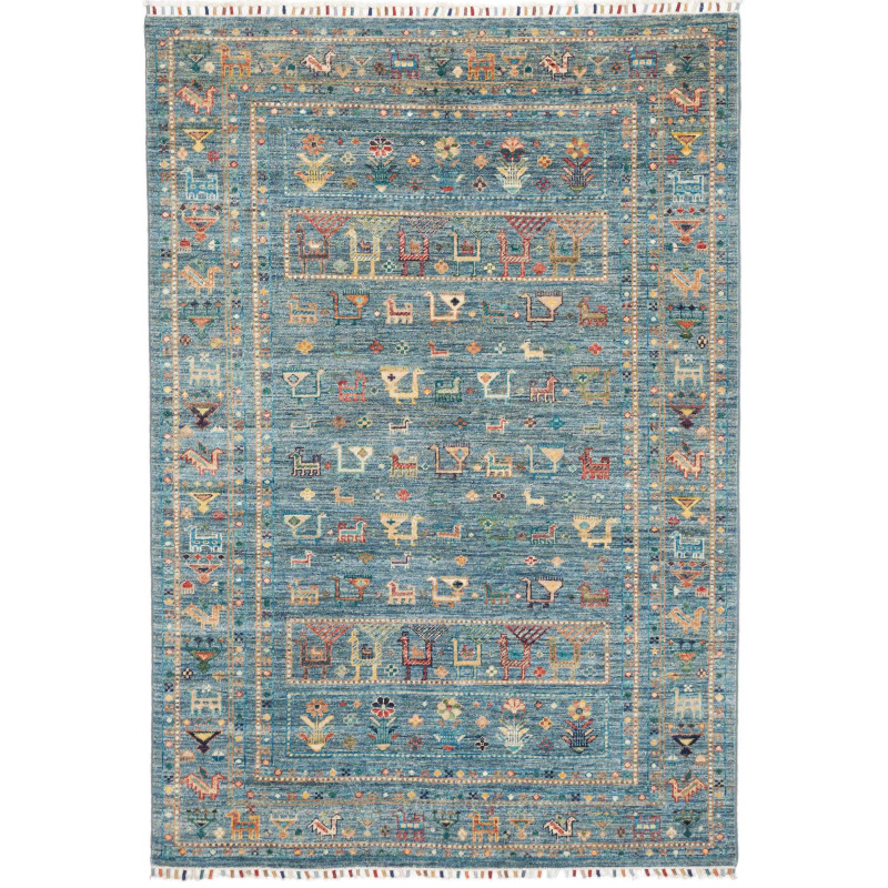 Rug Rubin Pakistan 127x181 Petrol Blue Ochre Ye