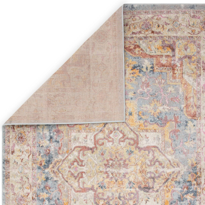 Tappeto Flores medaglione floreale beige e grigi