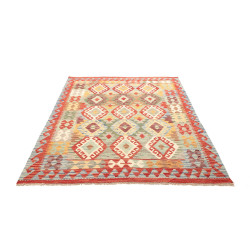 Kilim 154x198 Cm Kilim Afghano, Lana Cardata A Mano, Ordito