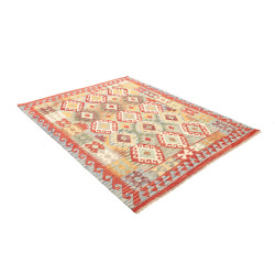 Kilim 154x198 Cm Kilim Afghano, Lana Cardata A Mano, Ordito