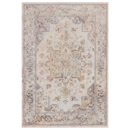 Rug Flores floral with medallion beige grey taup