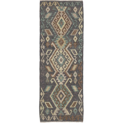Rug Kilim Afghanistan 70x195 Charcoal Grey Mute