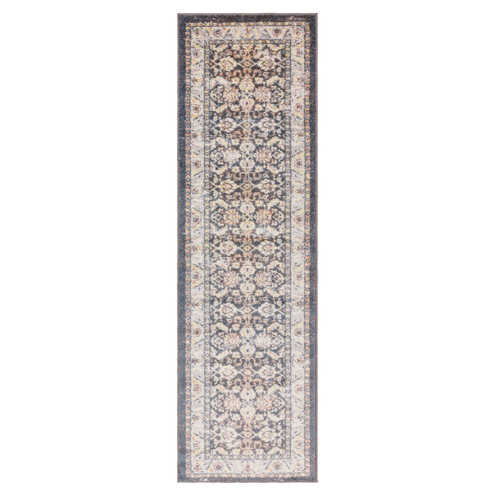 Rug Flores floral with medallion anthracite grey