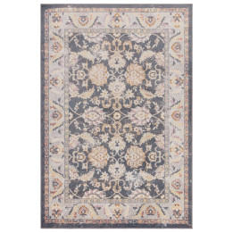 Rug Flores all-over floral dark grey beige gold