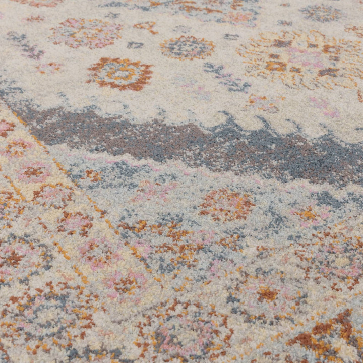 Tappeto Flores medaglione floreale grigio e beig