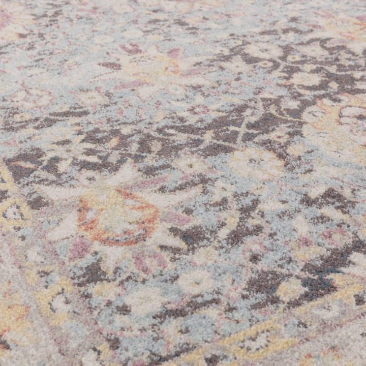 Tappeto Flores medaglione floreale grigio e beig