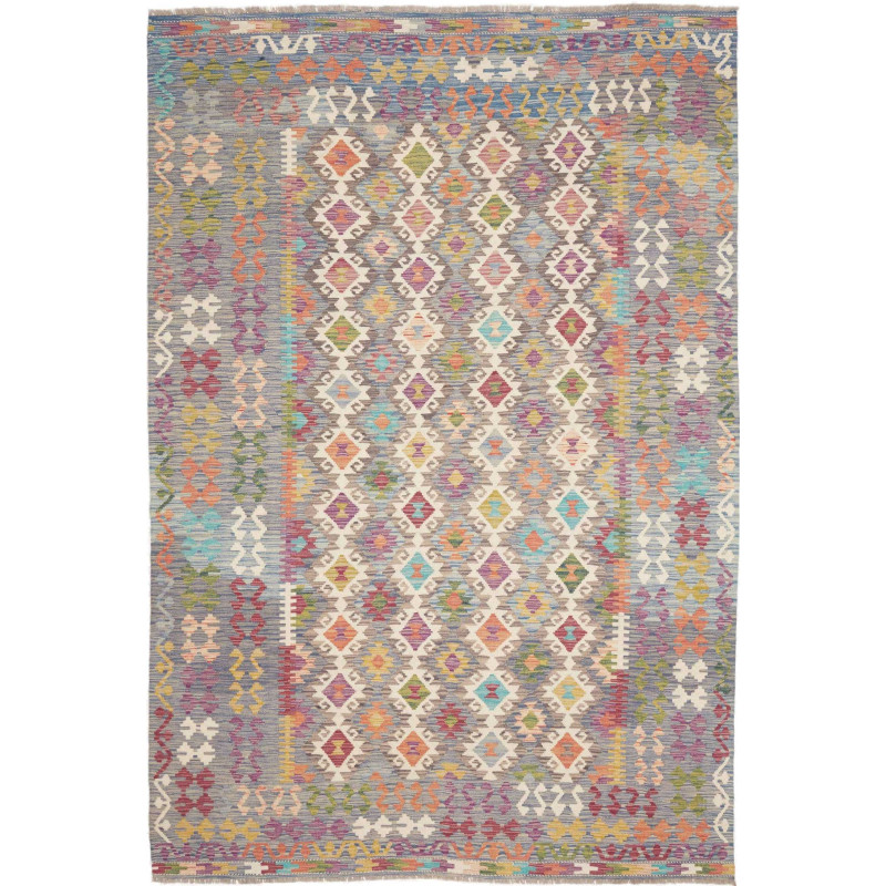 Tappeto Kilim Afghanistan 197x294 Grigio Bluast
