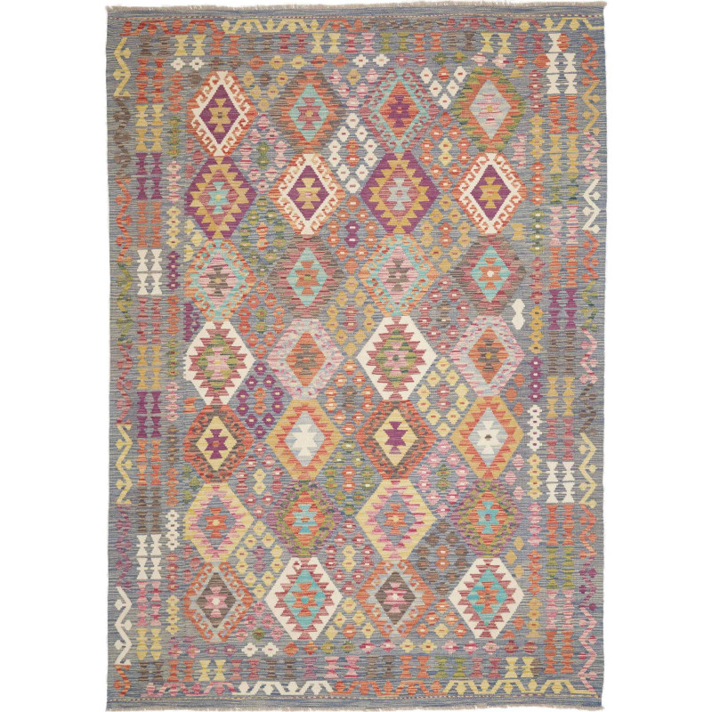 Rug Kilim Afghanistan 207x295 Grey Blue Yellow