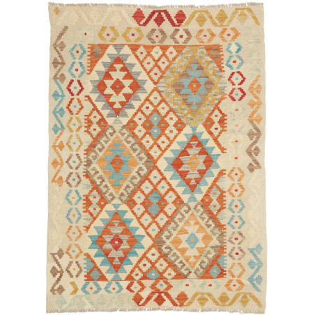 Rug Kilim Afghanistan 93x128 Ivory Cream Orange
