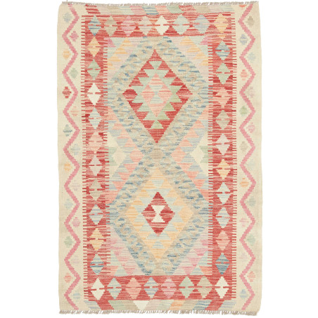 Rug Kilim Afghanistan 83x124 Coral Red Sky Blue