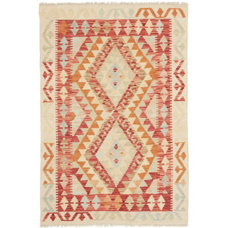 Tappeto Kilim Afghanistan 86x127 Crema Rosso Te