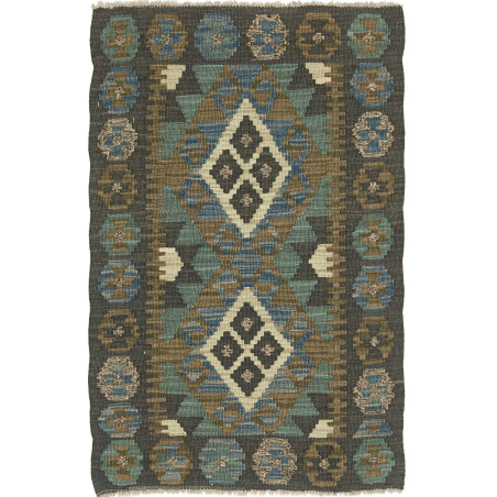 Rug Kilim Afghanistan 63x96 Dark Gray Charcoal