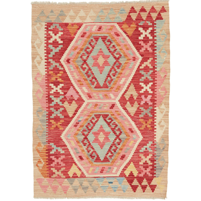 Tappeto Kilim Afghanistan 80x112 Rosso Beige Ro