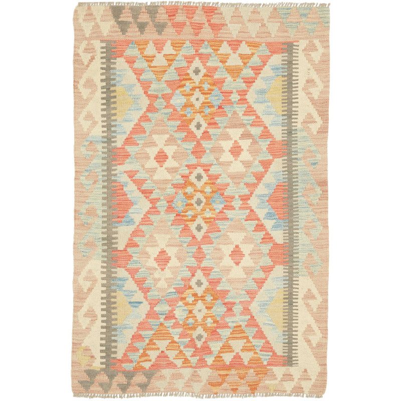 Rug Kilim Afghanistan 83x126 Peach Coral Blue I
