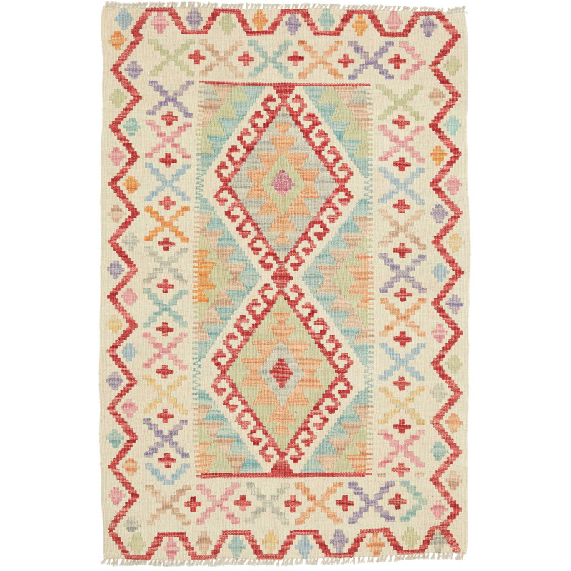 Tappeto Kilim Afghanistan 79x117 Crema Rosso Az