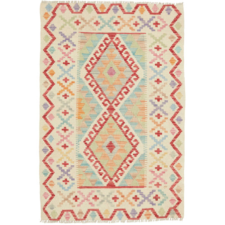 Tappeto Kilim Afghanistan 79x117 Crema Rosso Az