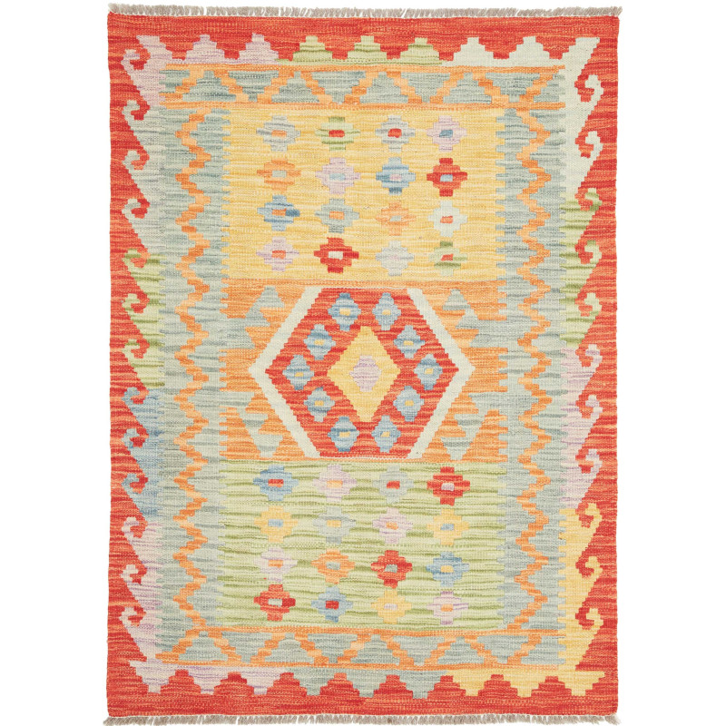 Rug Kilim Afghanistan 90x128 Yellow Orange Red
