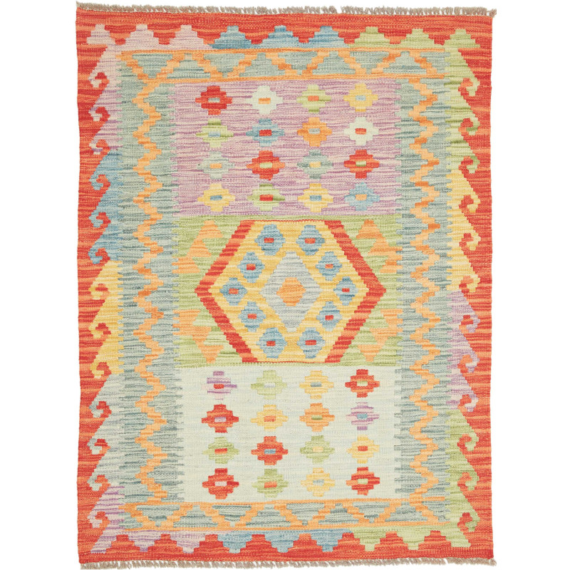 Tappeto Kilim Afghanistan 93x125 Rosso Arancio